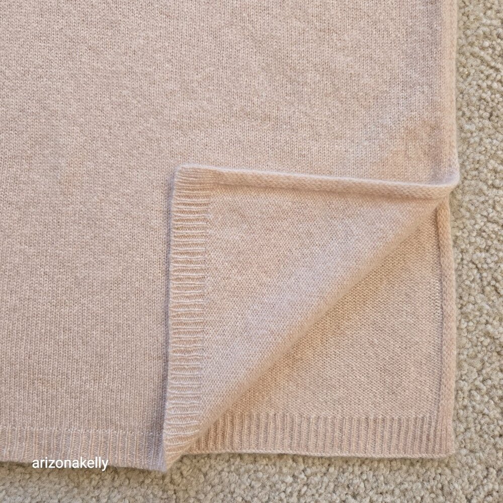Thicker Cashmere Knit Scarf Tan - Picture 2 of 10